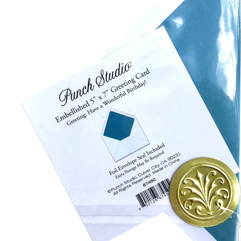 Punch Studio Single (1) 3D Glitter Birthday Card +Env+Seal ~ Crown Bird (67450)